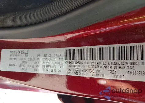 2020 Ram 1500 Limited 4X4 5'7 Box z USA, uszkodzony, nr VIN 1C6SRFHT0LN275608